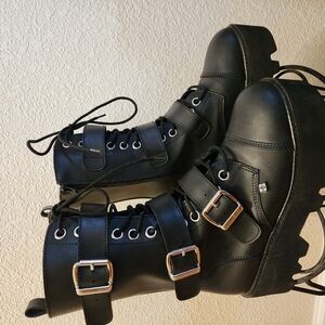 Black Platform Combat Boots